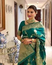 Stylish Green Art Silk Printed Saree With Blouse Piece For Women-thumb1