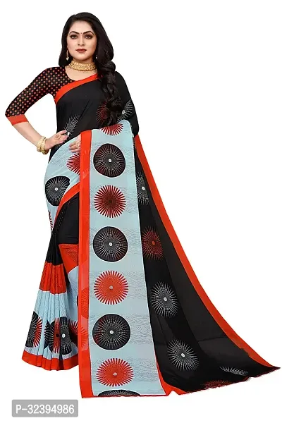 Fancy Georgette Saree With Blouse Piece For Women-thumb0