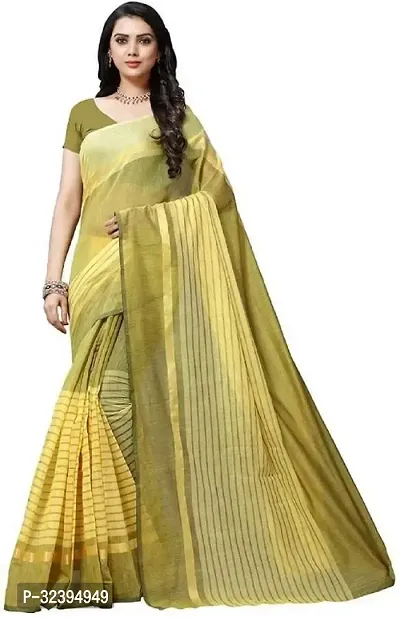 Fancy Polycotton Saree With Blouse Piece For Women-thumb0