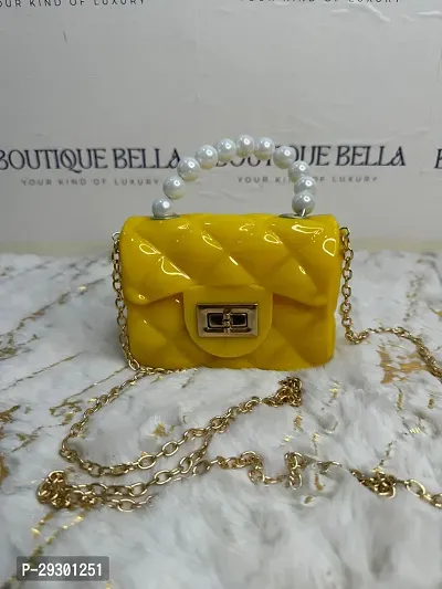 Stylish Yellow Leather Sling Bags For Women