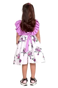 ARM Creation Girls Cotton Toddler Floral Print Ruffle Trim Belted Dress | Multicolor | ARM-1055-thumb3