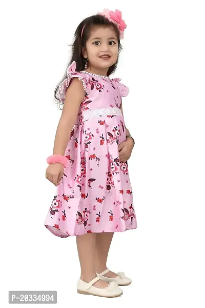 ARM Creation Baby Pink Leesh Toddler Girls Belted Dress | Multicolor | ARM-1080-thumb5