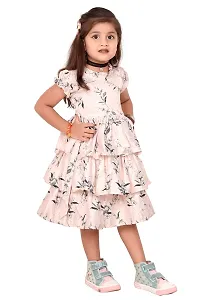 ARM Creation Girls Cotton Toddler Floral Print Ruffle Trim Belted Dress | Multicolor | ARM-1061-thumb1