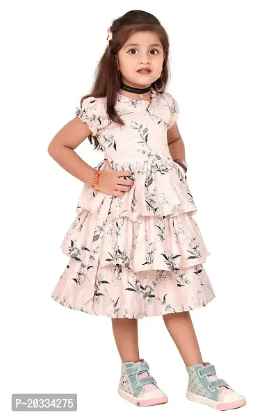 ARM Creation Girls Cotton Toddler Floral Print Ruffle Trim Belted Dress | Multicolor | ARM-1061-thumb2