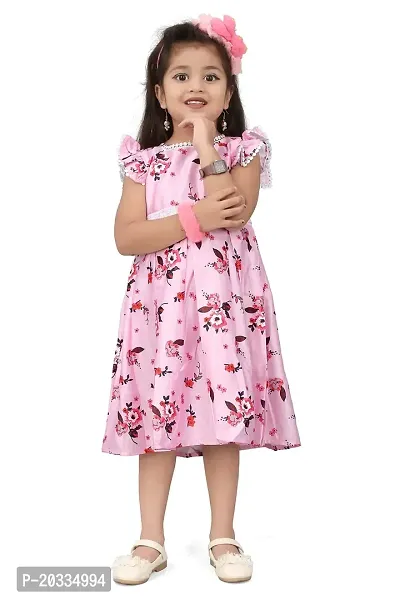 ARM Creation Baby Pink Leesh Toddler Girls Belted Dress | Multicolor | ARM-1080-thumb3