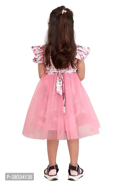 ARM Creation Girls Cotton Toddler Floral Print Butterfly Sleeve Combo Dress | Multicolor | ARM-1064-thumb5