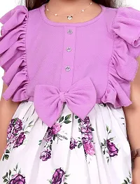 ARM Creation Girls Cotton Toddler Floral Print Ruffle Trim Belted Dress | Multicolor | ARM-1055-thumb4