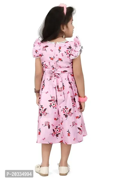 ARM Creation Baby Pink Leesh Toddler Girls Belted Dress | Multicolor | ARM-1080-thumb2