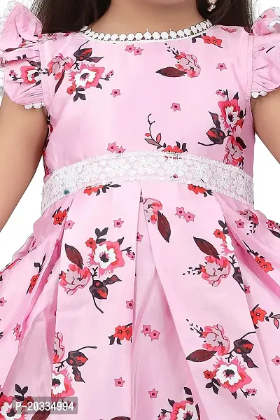 ARM Creation Baby Pink Leesh Toddler Girls Belted Dress | Multicolor | ARM-1080-thumb4