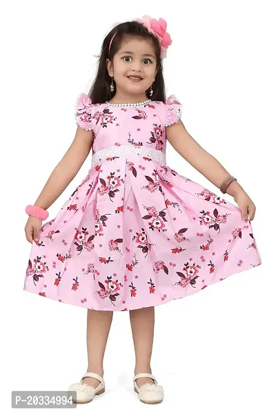 ARM Creation Baby Pink Leesh Toddler Girls Belted Dress | Multicolor | ARM-1080