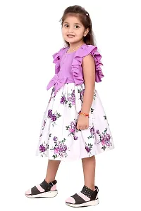 ARM Creation Girls Cotton Toddler Floral Print Ruffle Trim Belted Dress | Multicolor | ARM-1055-thumb1