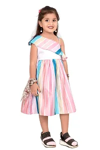 ARM Creation Girls Cotton Toddler Floral Print Ruffle Trim Belted Dress | Multicolor | ARM-1066-thumb1