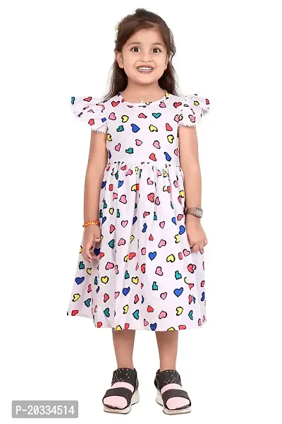 ARM Creation Girls Cotton Toddler Floral Print Ruffle Trim Belted Dress | Multicolor | ARM-1062