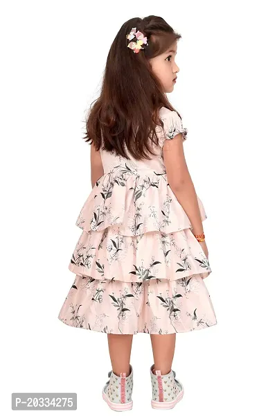 ARM Creation Girls Cotton Toddler Floral Print Ruffle Trim Belted Dress | Multicolor | ARM-1061-thumb3