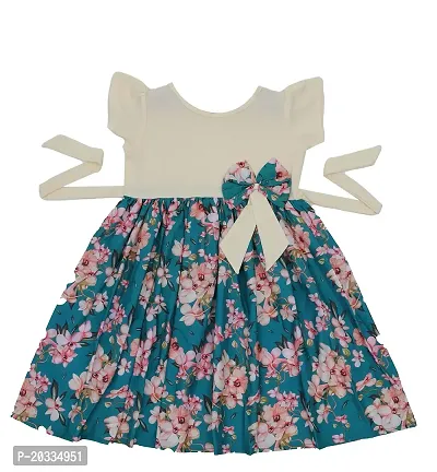 ARM Creation Girls Cotton Toddler Floral Print Ruffle Trim Belted Dress | Multicolor | ARM-1051