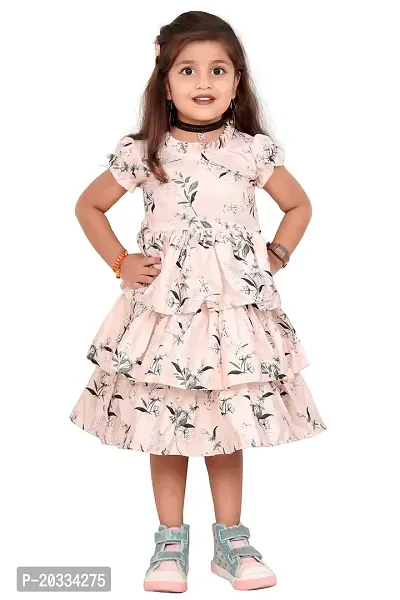 ARM Creation Girls Cotton Toddler Floral Print Ruffle Trim Belted Dress | Multicolor | ARM-1061-thumb0