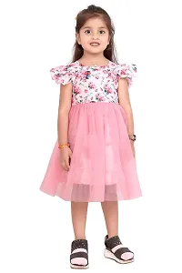 ARM Creation Girls Cotton Toddler Floral Print Butterfly Sleeve Combo Dress | Multicolor | ARM-1064-thumb3