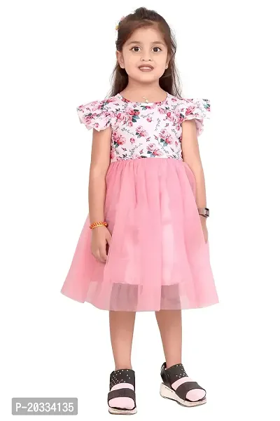 ARM Creation Girls Cotton Toddler Floral Print Butterfly Sleeve Combo Dress | Multicolor | ARM-1064-thumb4