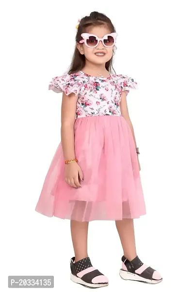 ARM Creation Girls Cotton Toddler Floral Print Butterfly Sleeve Combo Dress | Multicolor | ARM-1064-thumb2