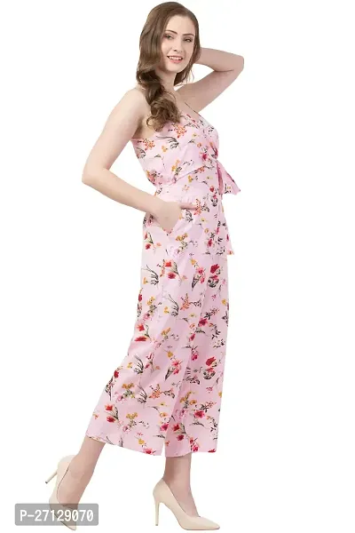 Stylish Pink Crepe Printed Jumpsuit For Women-thumb3