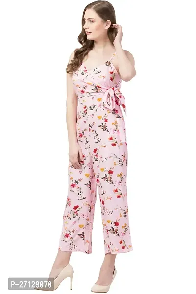 Stylish Pink Crepe Printed Jumpsuit For Women-thumb2