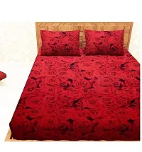 Orphic Home 144 TC Polycotton Double Bedsheet with 2 Pillow Cover Rose Flower Printed-thumb2