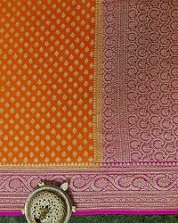 ANJEL Women's Banarasi lichi Silk saree With Blouse piece (orange colour)-thumb3