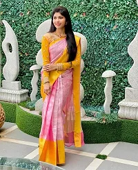 KEMI Silk Palace Women's Banarasi Lichi Silk Saree With Plain Unstitched Blouse (Pink Colour)-thumb3
