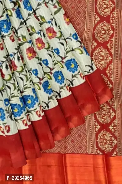 Beautiful Red Cotton Printed Saree With Blouse Piece For Women