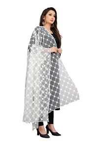 Rahulraj Textile Women's Nylon Mono Net Embroidery Dyeable Dupatta (White, Free Size)-thumb2