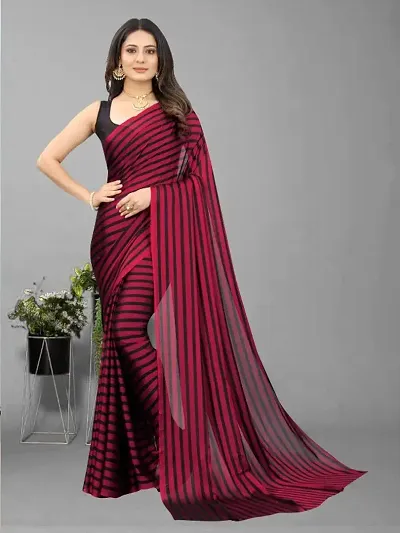 Classic Georgette Striped Saree with Blouse piece