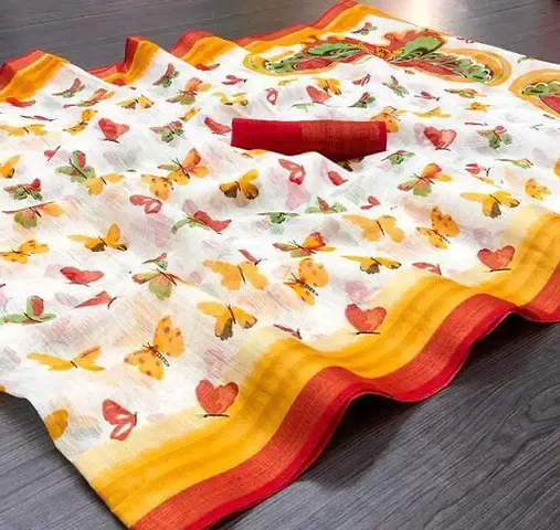 Beautiful Cotton Blend Sarees with Blouse Piece