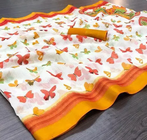 Beautiful Cotton Blend Sarees with Blouse Piece