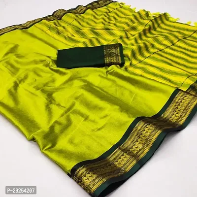 Beautiful Light Green Cotton Silk Solid Saree With Blouse Piece For Women-thumb0