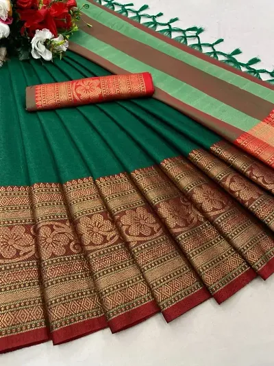 New In Cotton Silk Saree with Blouse piece 