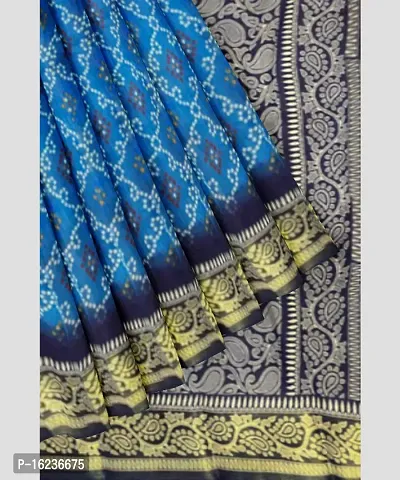 skyblue cotton blend bandhani printed sarees-thumb0