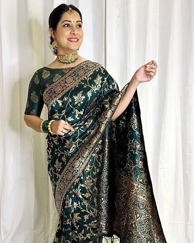 Classic Silk Blend Saree with Blouse piece for women