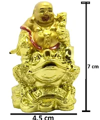 GOLD PLATED Laughing buddha sitting on frog,Handicraft Vastu Showpiece Figurine Decorative Showpiece-thumb1