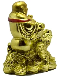 GOLD PLATED Laughing buddha sitting on frog,Handicraft Vastu Showpiece Figurine Decorative Showpiece-thumb2