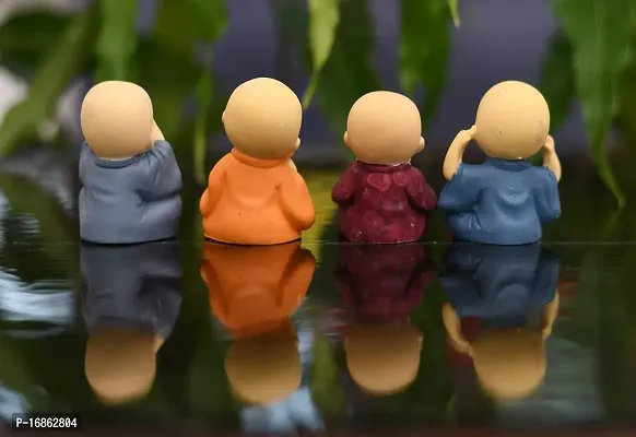 Set of 4 Monk Set Cartoon Little Monk Set, Home Deacute;cor, Car Dashboard Ornament Toy Home Gift Decorative Showpiece-thumb2