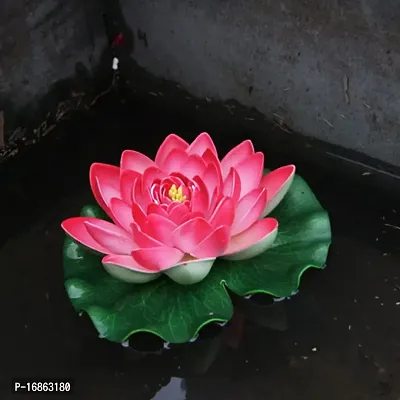 Artificial Floating Lotus Flowers for Decoration Red Color Artificial Lotus Flowers for Water, Home, Office Decoration-thumb0