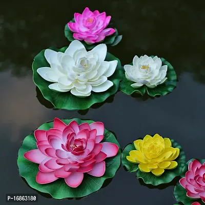 Artificial Floating Lotus Flowers for Decoration Red Color Artificial Lotus Flowers for Water, Home, Office Decoration-thumb2