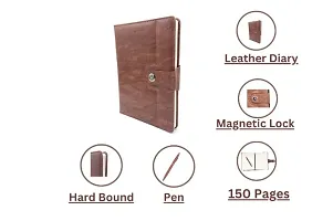 Leather Diary with Magnetic Lock and Pen, 150 Pages without Date, Diary for office, gift,men,girl,corporate gifts,-thumb4
