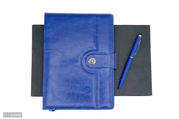 Leather Diary with Magnetic Lock and Pen, 150 Pages without Date, Diary for office, gift,men,girl,corporate gifts( Blue )