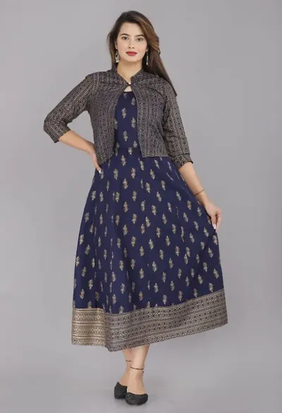 Fancy Rayon Anarkali Kurti With Jacket