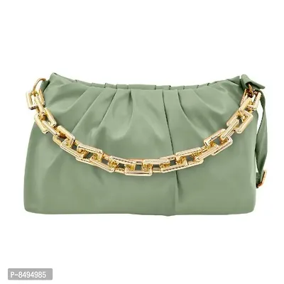 Trendy PU Leather Handbag With Golden Chrome Chain For Women-thumb0