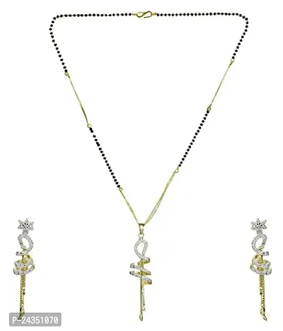 Elegant Brass Mangalsutra With Earrings For Women-thumb0