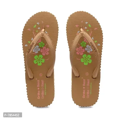Ortho + Rest Women's Hawai Ortho Slippers | Orthopedic Footwear | Doctor Chappal | Comfortable Flip Flops for Home Daily Use (Tan, numeric_9)-thumb2