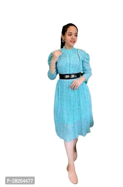 Women Georgette Dress with belt-thumb0
