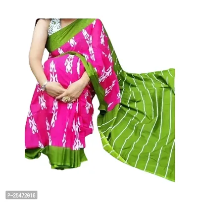 Elegant Multicoloured Cotton Saree with Blouse piece For Women-thumb0